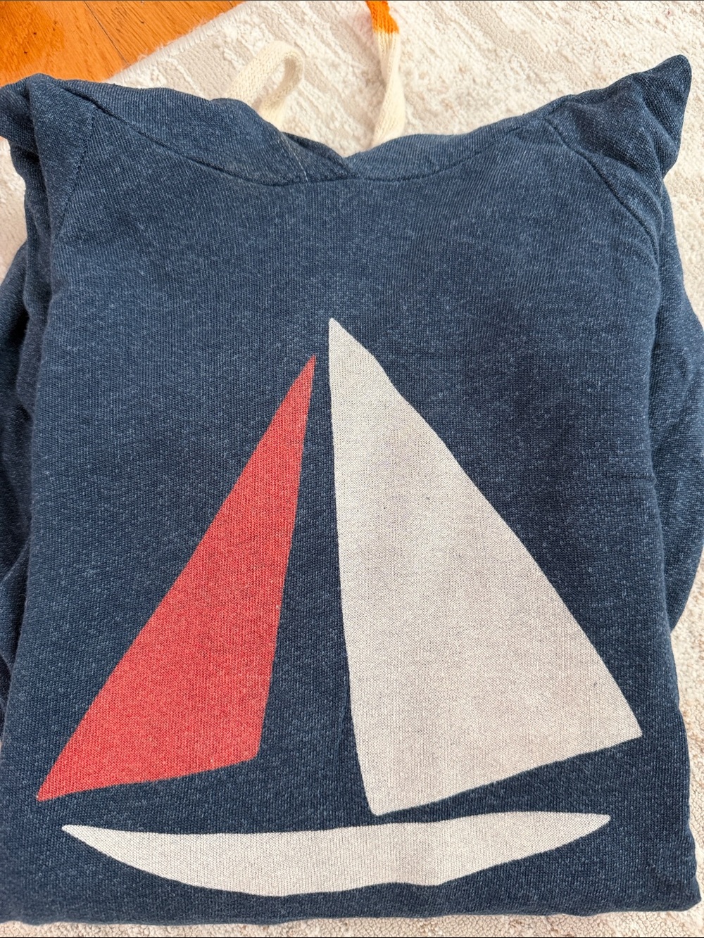 Sundry Navy Hooded Pullover with Sailboat Graphic